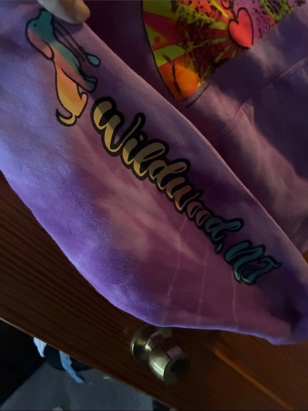Purple Tie-Dye Dog Hoodie with Colorful Pit Bull Graphic